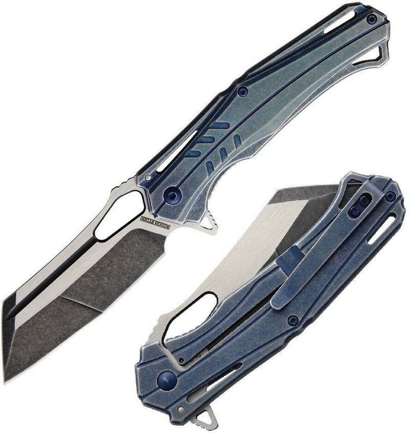 Rough Ryder Roper Framelock Folding Knife 3.63" Stainless Steel Blade Blue Stainless Handle 2145 -Rough Ryder - Survivor Hand Precision Knives & Outdoor Gear Store