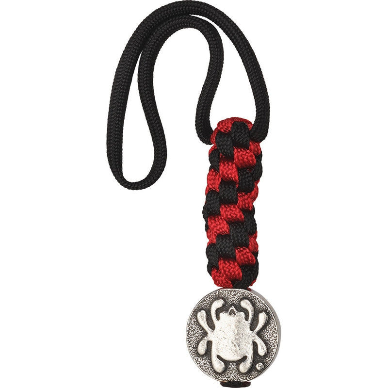 Spyderco Pewter Flat Bead Spider Logo Hand-Braided Lanyard Black & Red Paracord BEAD5LY -Spyderco - Survivor Hand Precision Knives & Outdoor Gear Store