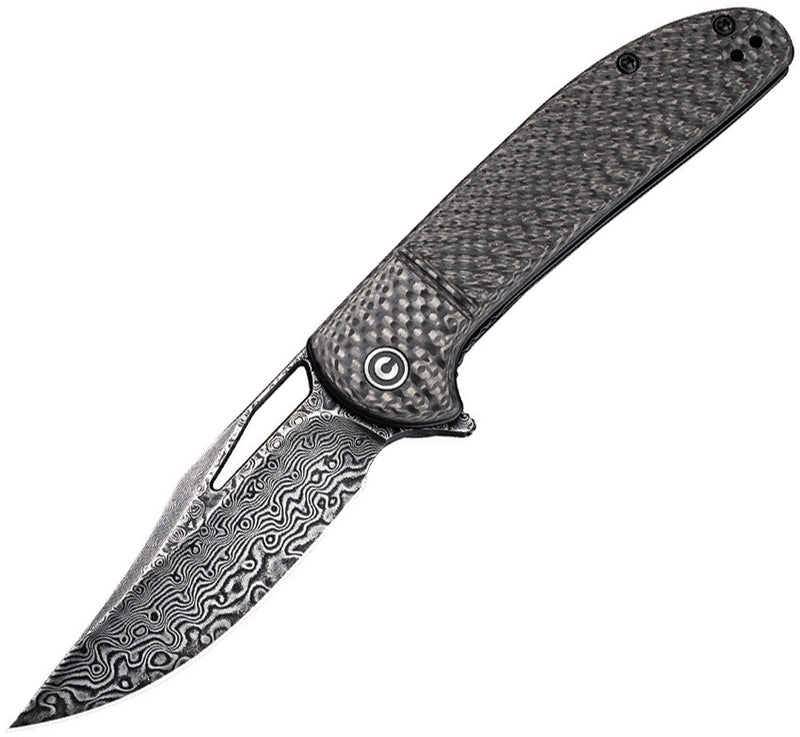 Civivi Ortis Folding Knife 3.25" Damascus Steel Blade Black Carbon Fiber Handle -Civivi - Survivor Hand Precision Knives & Outdoor Gear Store