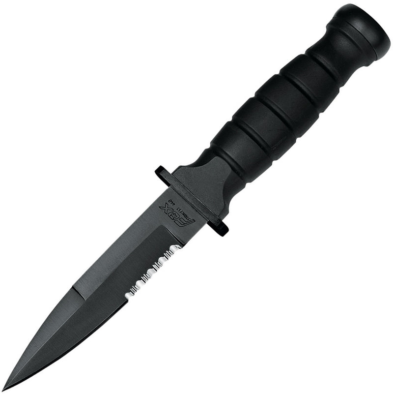 Fox Tactical Fixed Knife 5.13" PTFE Coated Part Serrated 440C Steel Blade Black Rubber Handle 1685T -Fox - Survivor Hand Precision Knives & Outdoor Gear Store