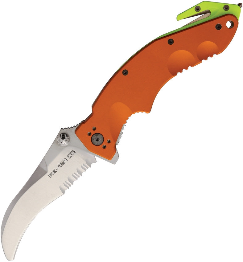 Fox Recuse Linerlock Folding Knife 3.5" Part Serrated 420J2 Steel Blade Orange Aluminum Handle 151OR -Fox - Survivor Hand Precision Knives & Outdoor Gear Store