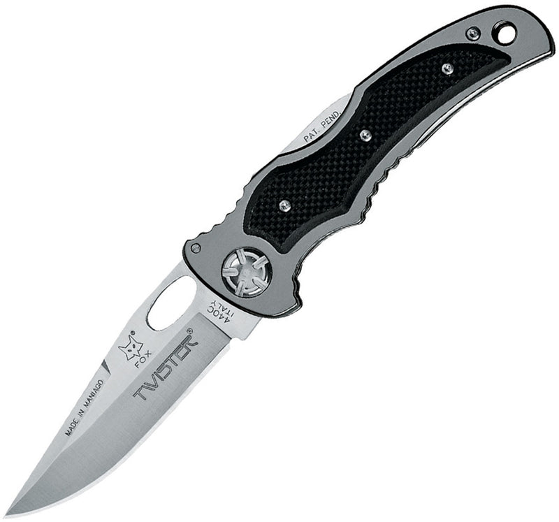 Fox Twister Lockback Folding Knife 3.25" 440C Steel Blade Gray/Black Aluminum/G10 Handle 454G10 -Fox - Survivor Hand Precision Knives & Outdoor Gear Store