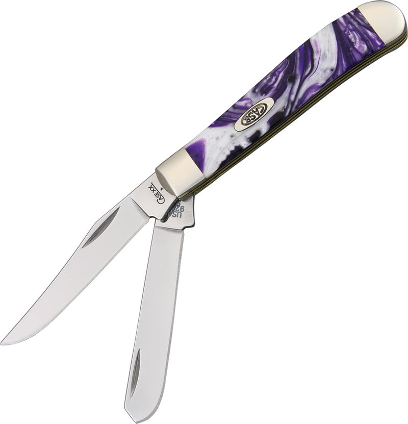 Case XX Mini Trapper Pocket Knife Stainless Blades Purple Passion Corelon Handle 9207PP -Case Cutlery - Survivor Hand Precision Knives & Outdoor Gear Store