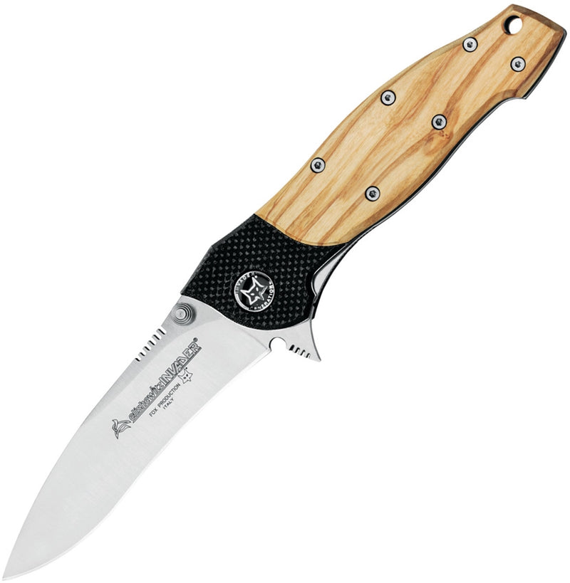 Fox Invader Linerlock Folding Knife 3.7" 440C Steel Blade Olive Wood Handle 460 -Fox - Survivor Hand Precision Knives & Outdoor Gear Store