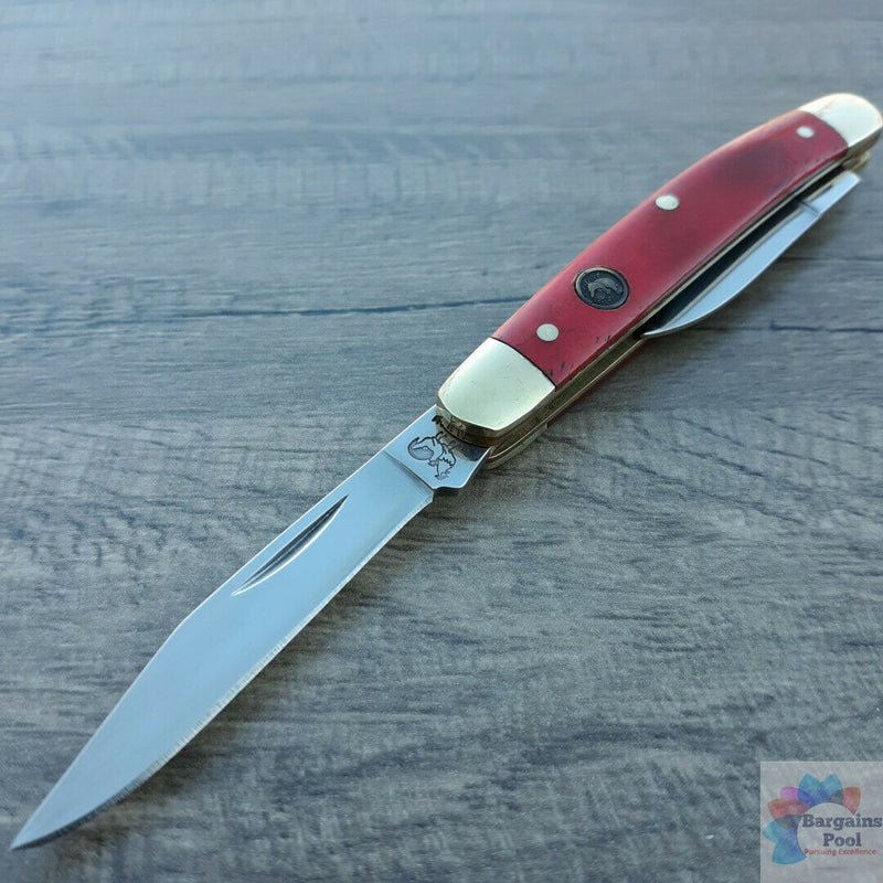 Hen & Rooster Pen Pocket Knife Stainless Steel Blades Red Smooth Bone Handle 302RSB -Hen & Rooster - Survivor Hand Precision Knives & Outdoor Gear Store