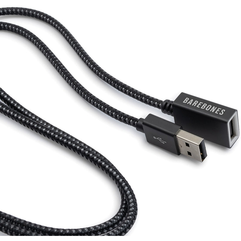 Barebones Living USB Extension Cable Black/Gray Braided Cotton Natural Leather Cord RE250 -Barebones Living - Survivor Hand Precision Knives & Outdoor Gear Store