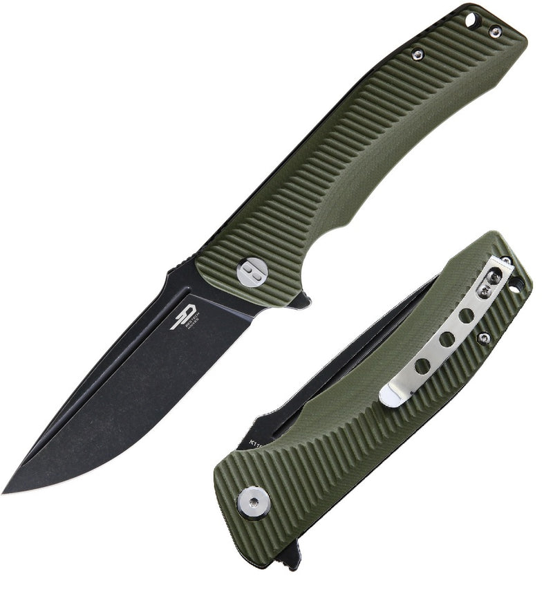 Bestech Knives Mako Linerlock Folding Knife 3.75" K110 Tool Steel Blade Green G10 Handle G27D -Bestech Knives - Survivor Hand Precision Knives & Outdoor Gear Store