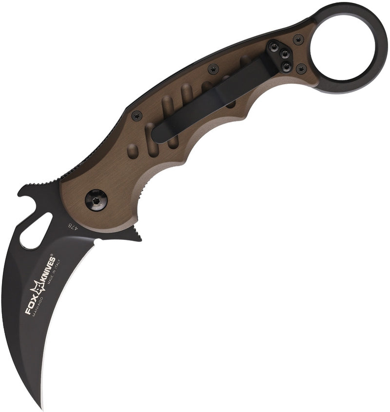 Fox Karambit Liner Folding Knife 3.20" Bohler N690 Steel Blade Aluminum Handle 478BR -Fox - Survivor Hand Precision Knives & Outdoor Gear Store