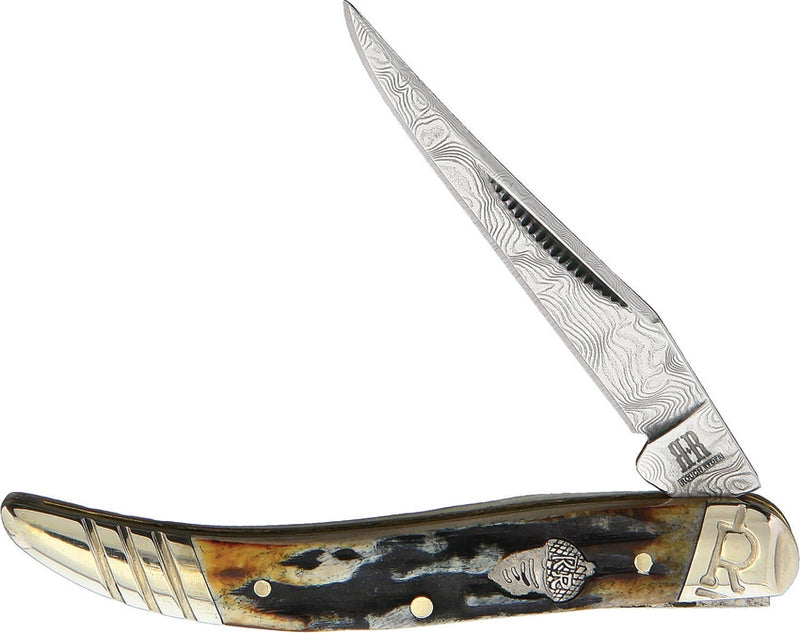 Rough Ryder Folding Knife Damascus Steel Clip Toothpick Blade Stag Bone Handle 2154 -Rough Ryder - Survivor Hand Precision Knives & Outdoor Gear Store