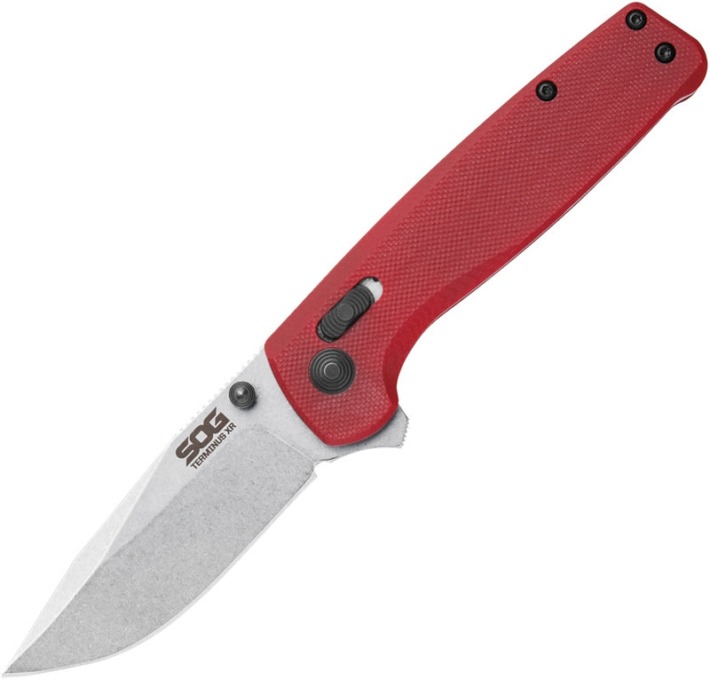 SOG Terminus XR Folding Knife 3" D2 Tool Steel Blade Red Textured G-10 Handle TM1023BX -SOG - Survivor Hand Precision Knives & Outdoor Gear Store