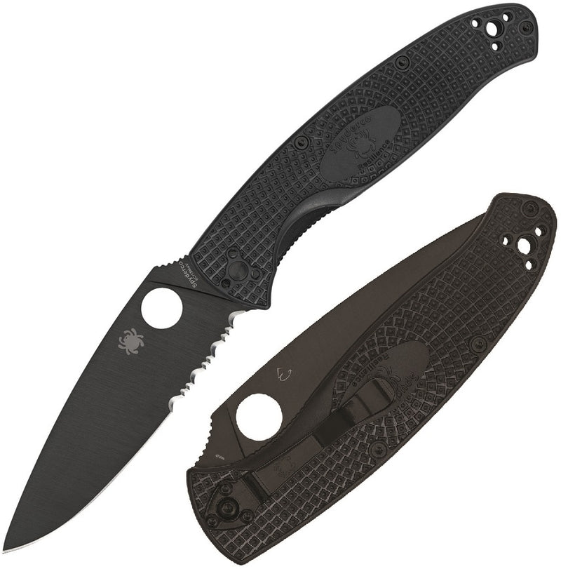 Spyderco Resilience Folding Knife 4.20" 8Cr13MoV Steel Blade Black FRN Handle 142PSBBK -Spyderco - Survivor Hand Precision Knives & Outdoor Gear Store