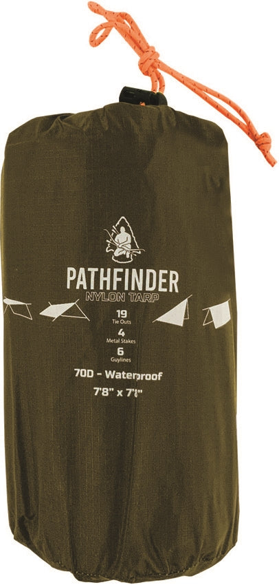 Pathfinder Tarp Four Metal Stakes. Six Guylines .Stuff Sack. 70D Waterproof Nylon Construction 042 -Pathfinder - Survivor Hand Precision Knives & Outdoor Gear Store