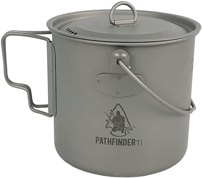 Pathfinder Bush Pot 1100ml Corrosion resistant Lid With D-Ring And Straining Holes Titanium Construction 201 -Pathfinder - Survivor Hand Precision Knives & Outdoor Gear Store