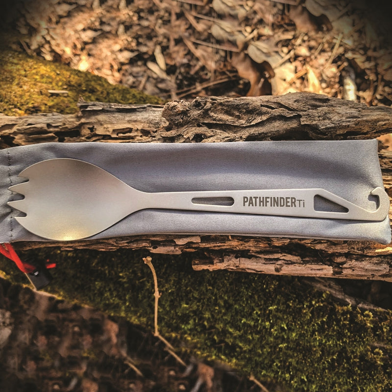 Pathfinder Spork Fork/Spoon End. Pot hook. Bottle Opener Titanium Construction 207 -Pathfinder - Survivor Hand Precision Knives & Outdoor Gear Store