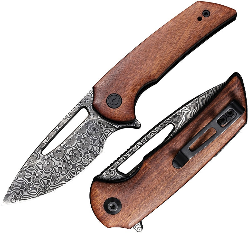 Civivi Odium Linerlock Folding Knife 2.63" Damascus Steel Blade Wood Handle 2010DS1 -Civivi - Survivor Hand Precision Knives & Outdoor Gear Store