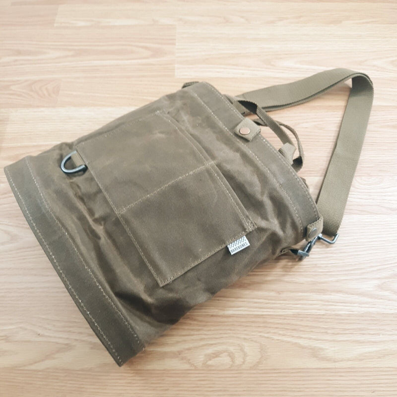 Barebones Living Foraging Bag Dark Khaki 12.5" x 4" x 13" Waterproof/Solid Canvas/Mesh Liner Waxed Cotton Construction RE099 -Barebones Living - Survivor Hand Precision Knives & Outdoor Gear Store