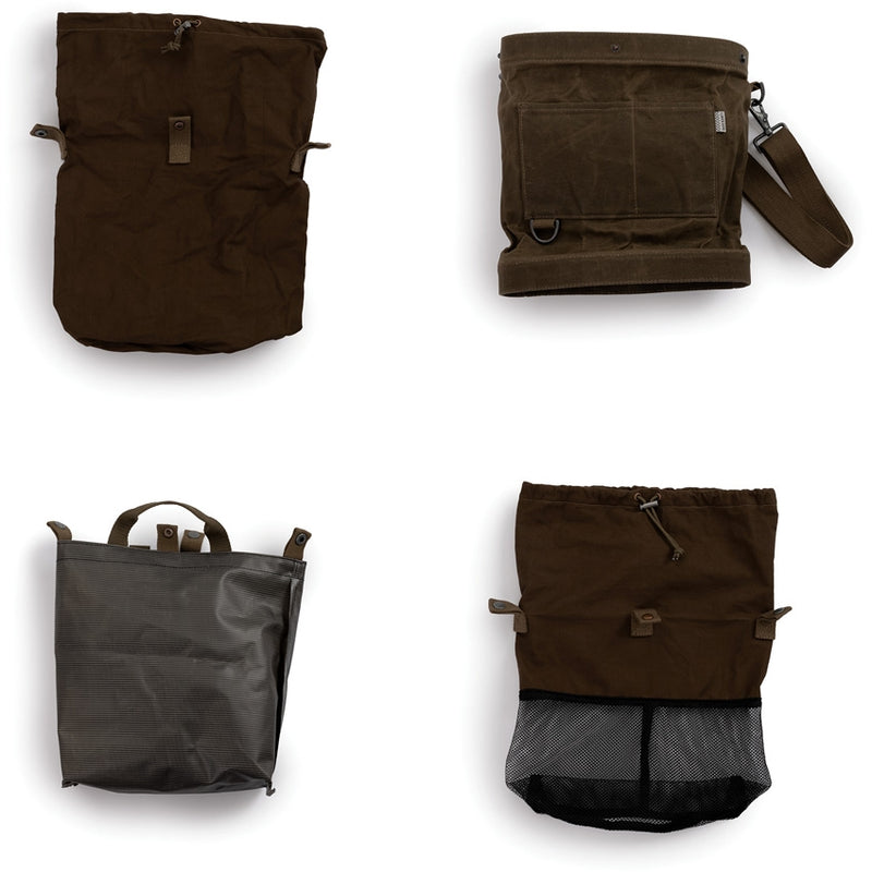 Barebones Living Foraging Bag Dark Khaki 12.5" x 4" x 13" Waterproof/Solid Canvas/Mesh Liner Waxed Cotton Construction RE099 -Barebones Living - Survivor Hand Precision Knives & Outdoor Gear Store