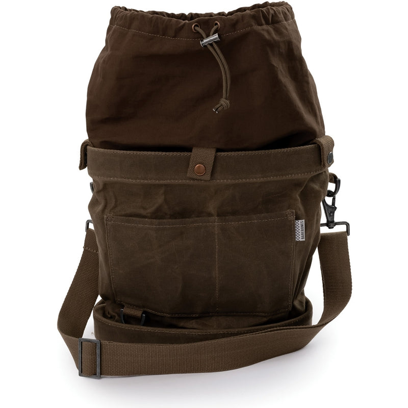 Barebones Living Foraging Bag Dark Khaki 12.5" x 4" x 13" Waterproof/Solid Canvas/Mesh Liner Waxed Cotton Construction RE099 -Barebones Living - Survivor Hand Precision Knives & Outdoor Gear Store