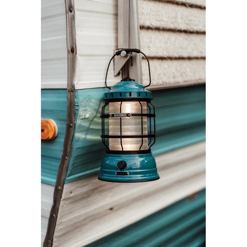 Barebones Living Forest Lantern Teal 6" x 9.5" x 6" Warm Ambient LED Light Stamped Steel/Plastic/Rubber Construction RE161 -Barebones Living - Survivor Hand Precision Knives & Outdoor Gear Store