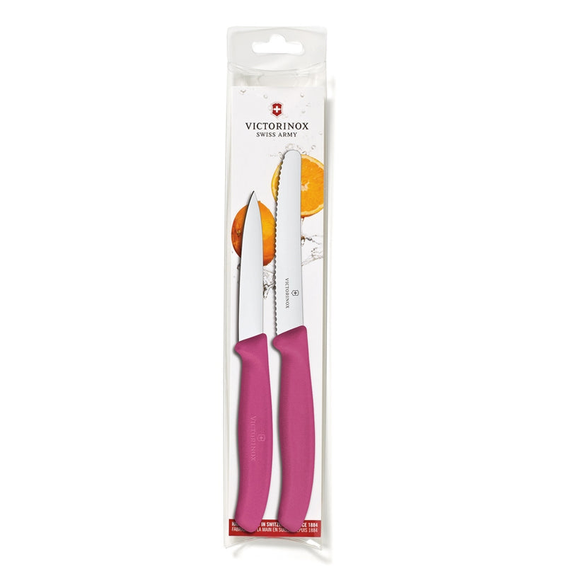 Victorinox Steak/Paring Set Kitchen Knife Stainless Steel Blades Pink Polypropylene Handle 67836L115X2 -Victorinox - Survivor Hand Precision Knives & Outdoor Gear Store