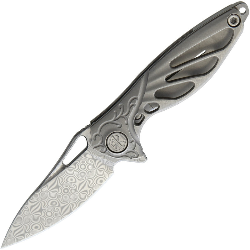 Rike Knife Hummingbird Folding 2.25" Damasteel DS93X Blade Satin Titanium Handle INIPL -Rike Knife - Survivor Hand Precision Knives & Outdoor Gear Store