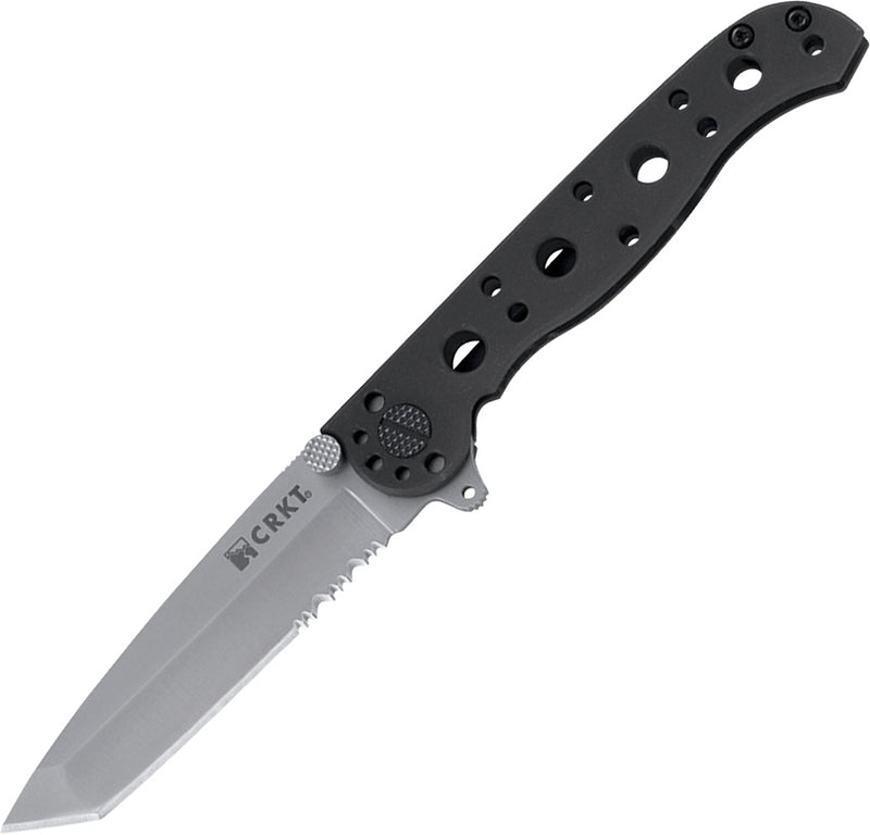 CRKT M16 Framelock Folding Knife 3" Partially Serrated 8Cr13MoV Steel Blade Black GRN Handle 10S -CRKT - Survivor Hand Precision Knives & Outdoor Gear Store