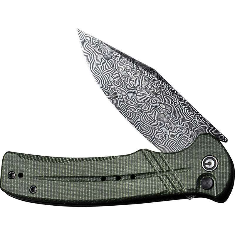 Civivi Cogent Folding Knife 3.5" Damascus Steel Blade Green Micarta Handle C20038DDS1 -Civivi - Survivor Hand Precision Knives & Outdoor Gear Store