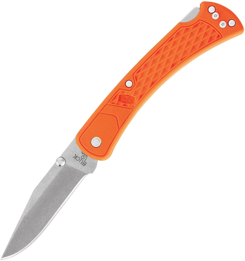 Buck 110 Slim Select Folding Knife 3.75" 420HC Steel Blade Orange Checkered Glass Filled Nylon Handle 110ORS2 -Buck - Survivor Hand Precision Knives & Outdoor Gear Store