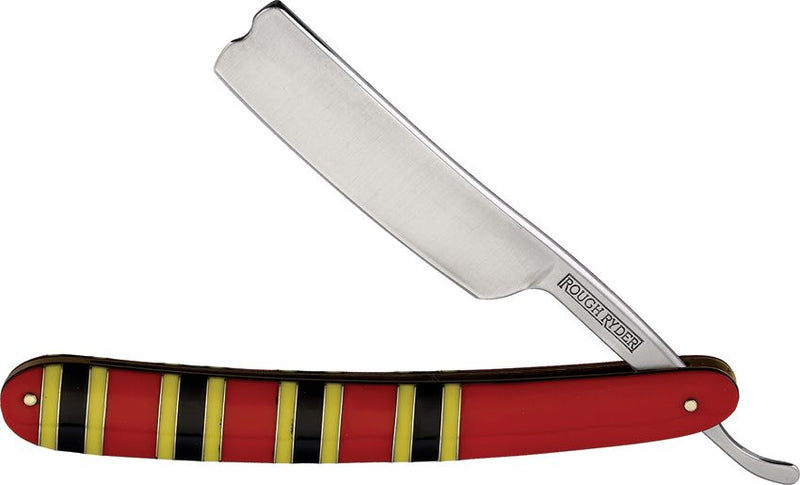 Rough Ryder Straight Razor 440 Steel Blade Red / Yellow / Black Smooth Acrylic Handle 2277 -Rough Ryder - Survivor Hand Precision Knives & Outdoor Gear Store