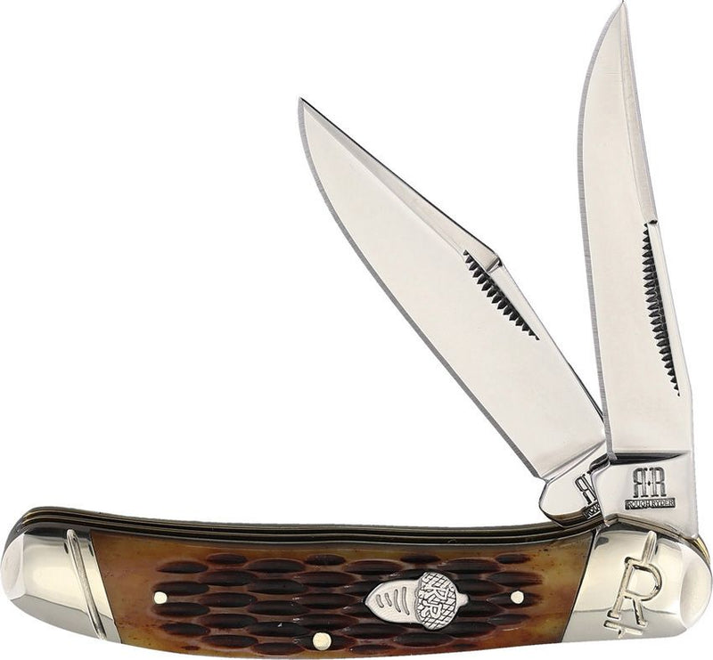 Rough Ryder Copperhead Pocket Knife Stainless Steel Clip And Skinner Blades Amber Jigged Bone Handle 2289 -Rough Ryder - Survivor Hand Precision Knives & Outdoor Gear Store