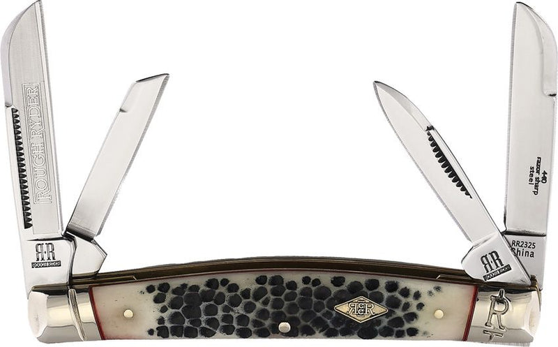 Rough Ryder Congress Pocket Knife 440 Steel Twin Sheepsfoot / Coping / Pen Blades Buckshot Bone Handle 2325 -Rough Ryder - Survivor Hand Precision Knives & Outdoor Gear Store