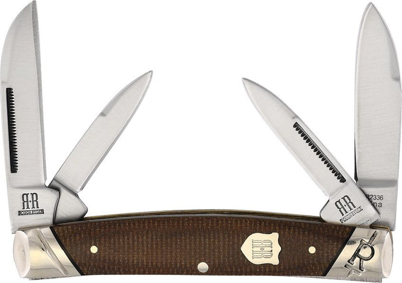 Rough Ryder Congress Pocket Knife 440 Steel Blades Brown Burlap Micarta Handle 2336 -Rough Ryder - Survivor Hand Precision Knives & Outdoor Gear Store