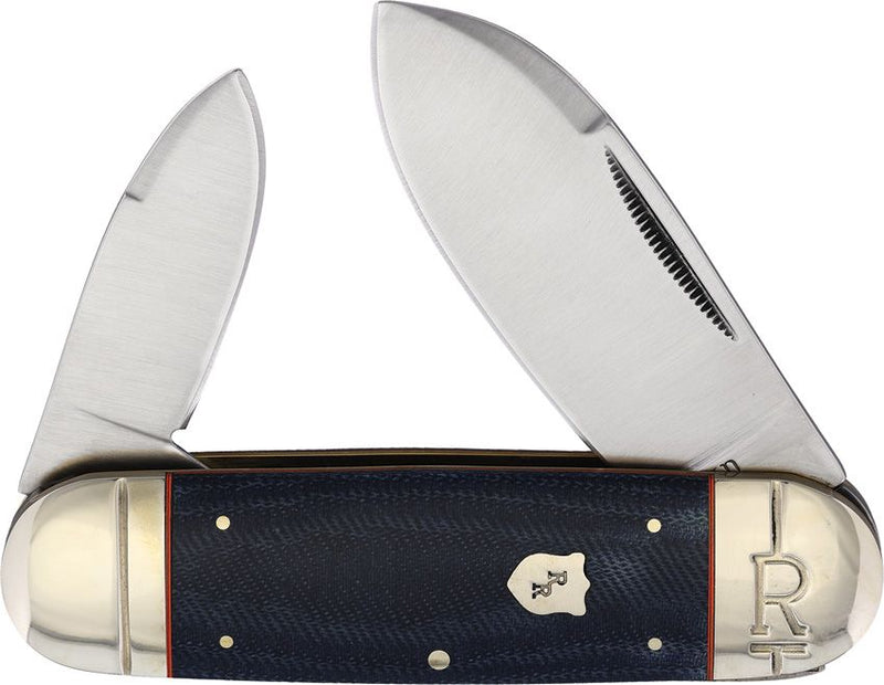 Rough Ryder LargeToenail Pocket Knife 440 Steel Spear/Pen Blades Denim Micarta Handle 2348 -Rough Ryder - Survivor Hand Precision Knives & Outdoor Gear Store