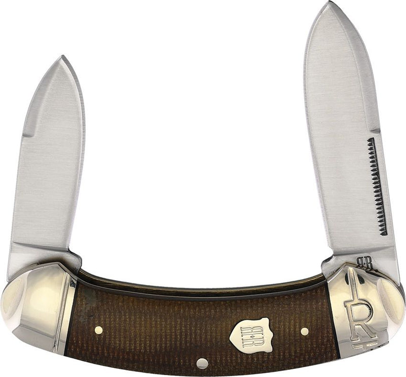 Rough Ryder Bow Canoe Pocket Knife 440 Steel Blades Brown Burlap Micarta Handle 2376 -Rough Ryder - Survivor Hand Precision Knives & Outdoor Gear Store