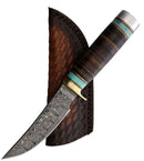 Rough Ryder Fixed Knife 4.5" Damascus Steel Skinner Blade Leather And Turquoise/Aluminum Handle 2389 -Rough Ryder - Survivor Hand Precision Knives & Outdoor Gear Store