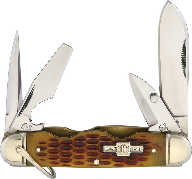 Rough Ryder Camp Pocket Knife 440 Steel Blades Amber Jigged Bone Handle 533 -Rough Ryder - Survivor Hand Precision Knives & Outdoor Gear Store