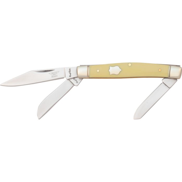 Rough Ryder Large Stockman Pocket Knife 440 Steel Blades Yellow Synthetic Handle R603 -Rough Ryder - Survivor Hand Precision Knives & Outdoor Gear Store