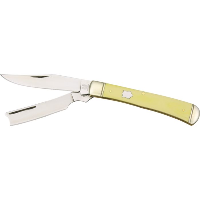 Rough Ryder Razor Trapper Pocket Knife 440 Steel Blades Yellow Synthetic Handle RR892 -Rough Ryder - Survivor Hand Precision Knives & Outdoor Gear Store