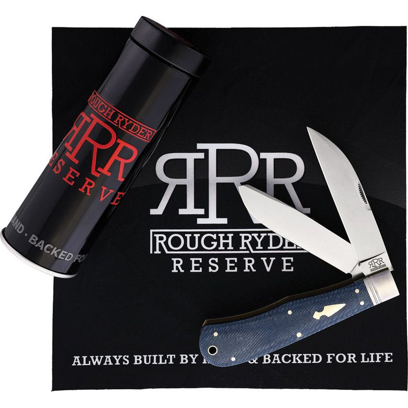 Rough Ryder Reserve Heavy Pocket Knife D2 Tool Steel Blades Denim Micarta Handle R011 -Rough Ryder Reserve - Survivor Hand Precision Knives & Outdoor Gear Store