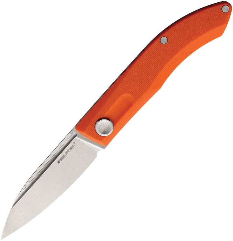 Real Steel Stella Folding Knife 3″ VG-10 Steel Blade With Orange G10 Handle 7052 -Real Steel - Survivor Hand Precision Knives & Outdoor Gear Store