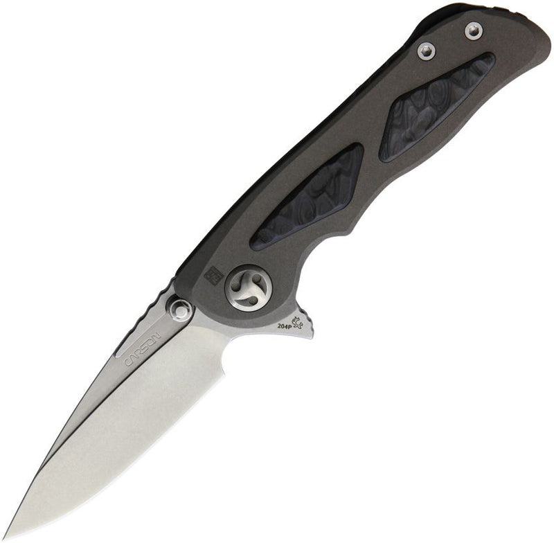 Real Steel Harrier Fledgling Frame Folding Knife 3" CTS-204P Steel Blade Gray Titanium/Carbon Fiber Onlay Handle 9466 -Real Steel - Survivor Hand Precision Knives & Outdoor Gear Store