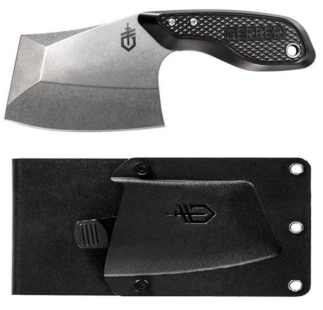 Gerber Tri-Tip Mini Cleaver Fixed Knife 3" 7Cr17MoV Steel Blade Black Aluminum Handle 1693 -Gerber - Survivor Hand Precision Knives & Outdoor Gear Store