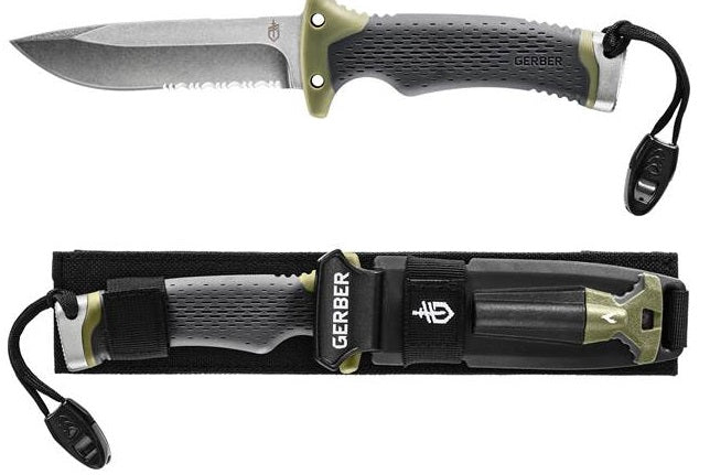 Gerber Ultimate Fixed Knife 4.88" Serrated Stainless Steel Blade Green Nylon Handle 1829 -Gerber - Survivor Hand Precision Knives & Outdoor Gear Store