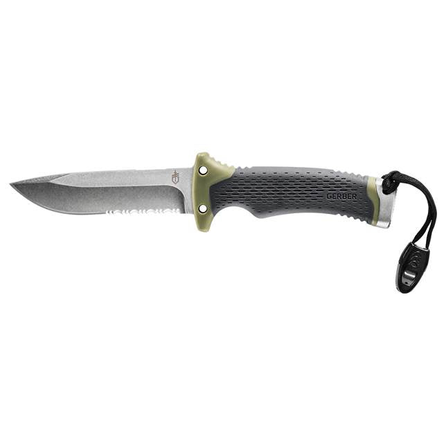 Gerber Ultimate Fixed Knife 4.88" Serrated Stainless Steel Blade Green Nylon Handle 1829 -Gerber - Survivor Hand Precision Knives & Outdoor Gear Store