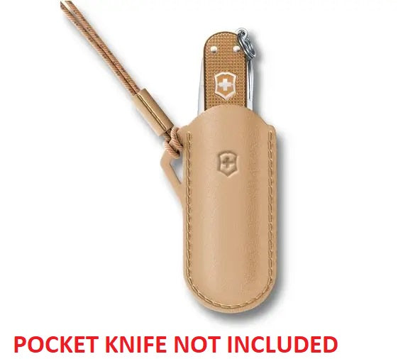 Victorinox Classic Pouch Wet Sand Leather One Piece Construction Attachment Clip 4067049 -Victorinox - Survivor Hand Precision Knives & Outdoor Gear Store