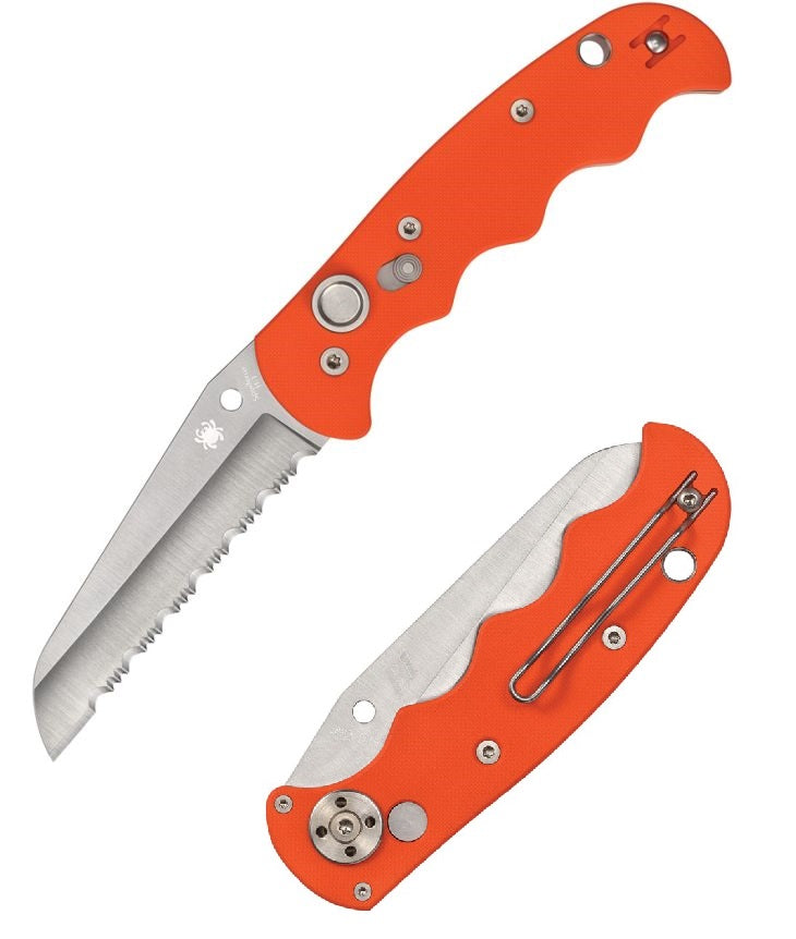 Spyderco Folding Automatic Knife 3.75" H1 Steel Blade Orange G10 Handle 165GSOR -Spyderco - Survivor Hand Precision Knives & Outdoor Gear Store