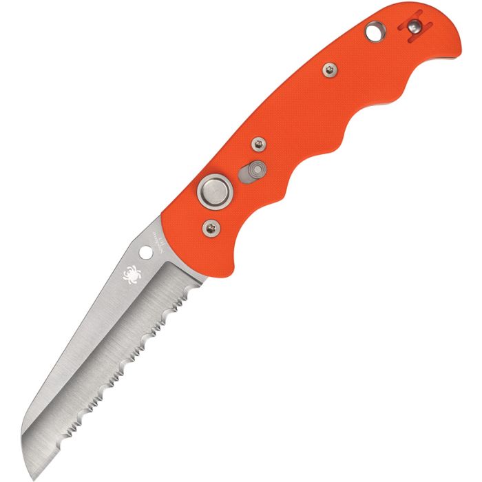 Spyderco Folding Automatic Knife 3.75" H1 Steel Blade Orange G10 Handle 165GSOR -Spyderco - Survivor Hand Precision Knives & Outdoor Gear Store