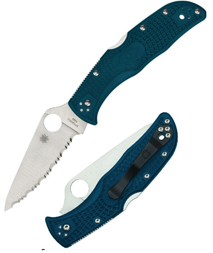 Spyderco Endela Lockback Folding Knife 3.5" K390 Tool Steel Blade Blue Texture FRN Handle 243FSK390 -Spyderco - Survivor Hand Precision Knives & Outdoor Gear Store