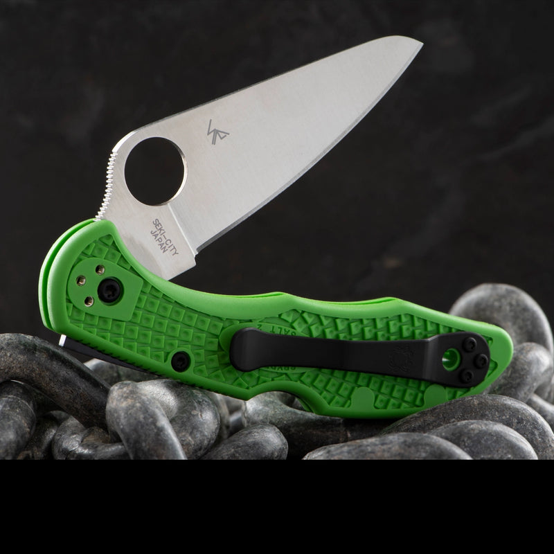 Spyderco Salt 2 Lockback Folding Knife 3" LC200N Tool Steel Blade Green FRN Handle 88FPWCGR2 -Spyderco - Survivor Hand Precision Knives & Outdoor Gear Store