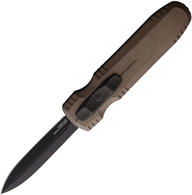 SOG Pentagon OTF FDE Folding Automatic Knife 3.75" CPM-S35VN Steel Dagger Blade Flat Dark Earth Aluminum Handle G15610257 -SOG - Survivor Hand Precision Knives & Outdoor Gear Store